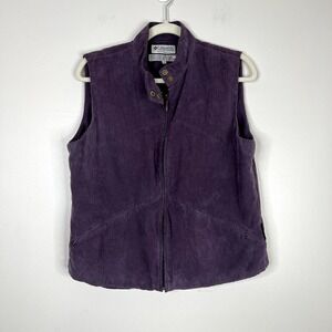 Vintage Columbia Faux Suede Zip Up Snap Collar Zip Pocket Vest Sz Large